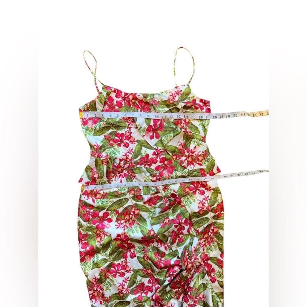 AMUR Womens Dress Deborah Tropical Floral Print Midi Ruffle High Low Size 10 - Picture 10 of 16